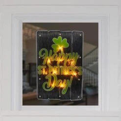 Northlight 17 In. Lighted Happy St. Patrick's Day Window Silhouette Decoration -Northlight Shop northlight christmas window decorations 34175103 4f 1000
