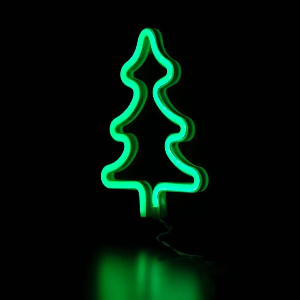 Northlight 9.5 In. Green LED Lighted Neon Style Christmas Tree Window Silhouette Sign 5 Northlight 9.5 In. Green LED Lighted Neon Style Christmas Tree Window Silhouette Sign - Image 5