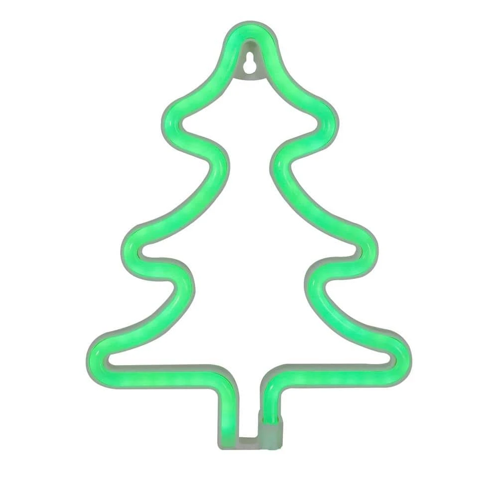 Northlight 9.5 In. Green LED Lighted Neon Style Christmas Tree Window Silhouette Sign 1 Northlight 9.5 In. Green LED Lighted Neon Style Christmas Tree Window Silhouette Sign