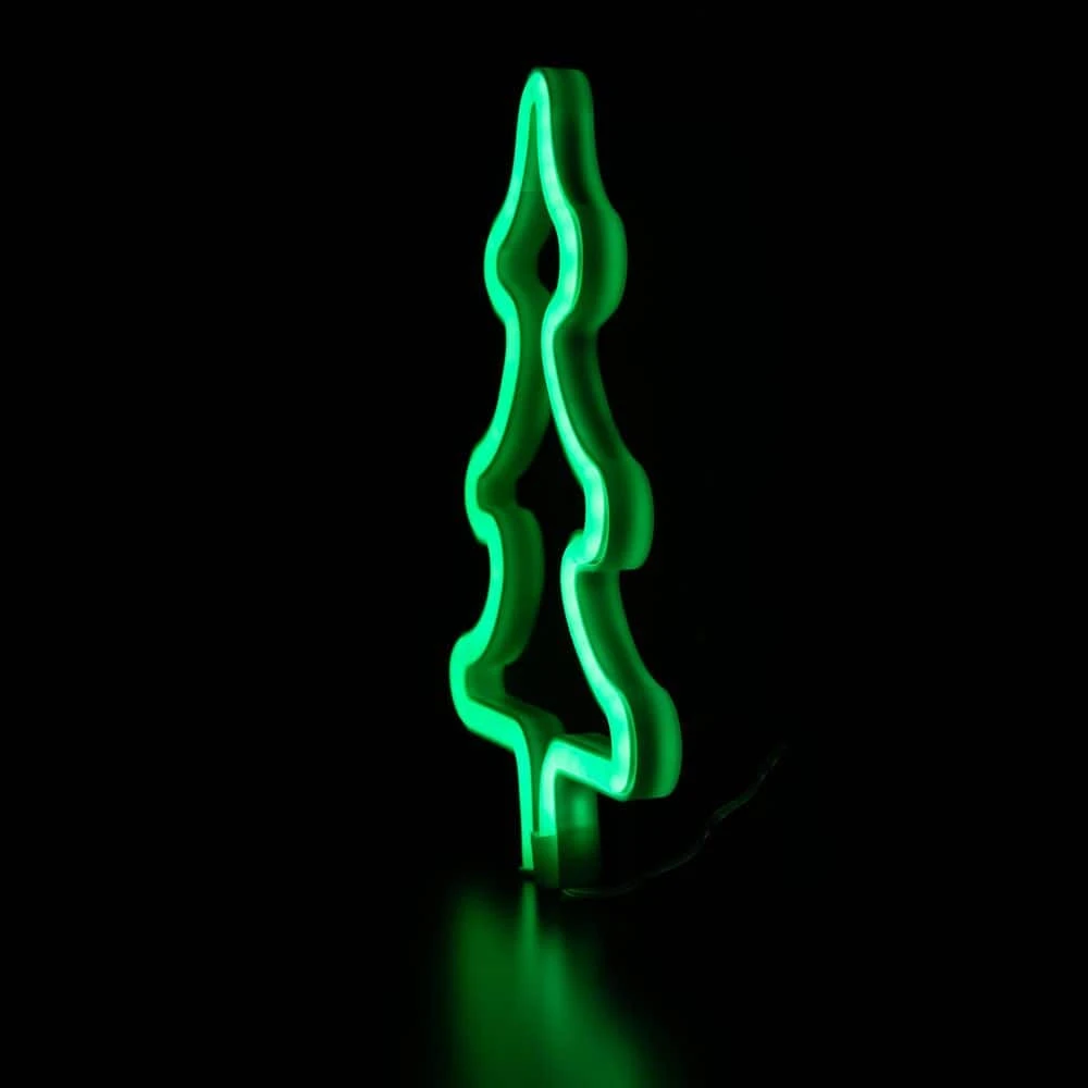 Northlight 9.5 In. Green LED Lighted Neon Style Christmas Tree Window Silhouette Sign 7 Northlight 9.5 In. Green LED Lighted Neon Style Christmas Tree Window Silhouette Sign - Image 7