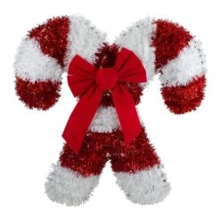Northlight 19.25 In. Tinsel Candy Cane Christmas Window Decoration