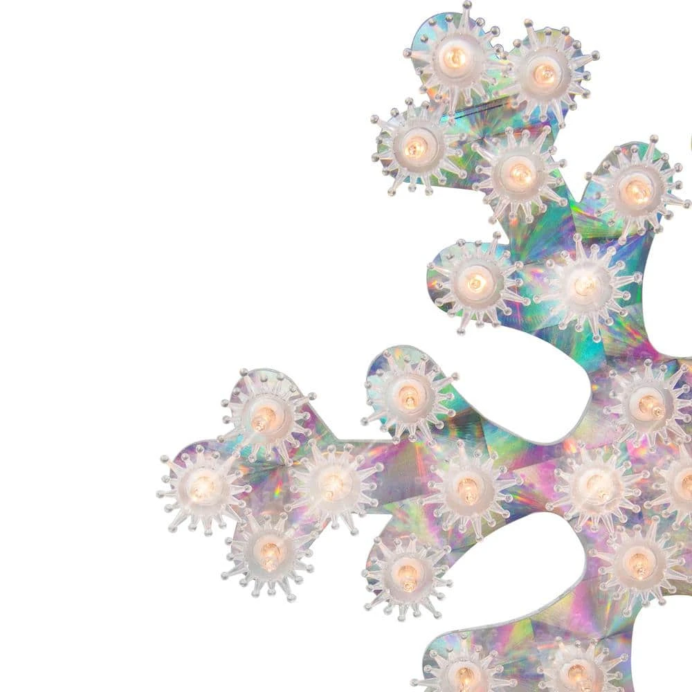 Northlight 12 In. Lighted Holographic Snowflake Christmas Window Decoration 2 Northlight 12 In. Lighted Holographic Snowflake Christmas Window Decoration - Image 2