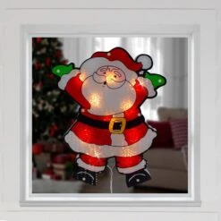Northlight 16.25 In. Lighted Holographic Santa Claus Christmas Window Silhouette -Northlight Shop northlight christmas window decorations 34854994 31 1000