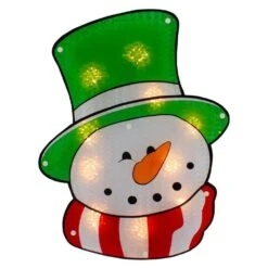 Northlight 15.75 In. Lighted Holographic Snowman Christmas Window Silhouette