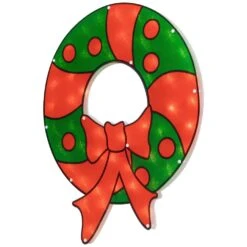 Northlight 23 In. Lighted Red And Green Christmas Wreath Window Silhouette -Northlight Shop northlight christmas window decorations 34855002 44 1000
