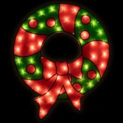 Northlight 23 In. Lighted Red And Green Christmas Wreath Window Silhouette -Northlight Shop northlight christmas window decorations 34855002 4f 1000