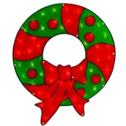 Northlight 23 In. Lighted Red And Green Christmas Wreath Window Silhouette