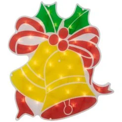 Northlight 19 In. Lighted Christmas Bells Window Silhouette