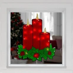 Northlight 17.5 In. Lighted Red Three Candles Christmas Window Silhouette 5 Northlight 17.5 In. Lighted Red Three Candles Christmas Window Silhouette -Northlight Shop northlight christmas window decorations 34855005 31 1000