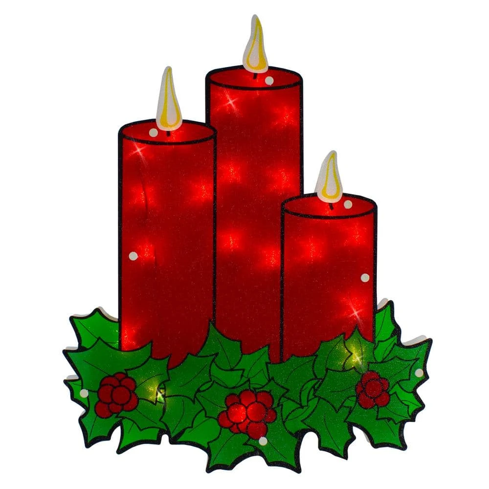 Northlight 17.5 In. Lighted Red Three Candles Christmas Window Silhouette 1 Northlight 17.5 In. Lighted Red Three Candles Christmas Window Silhouette