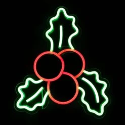 Northlight 12 In. LED Lighted Neon Style Holly Berries Christmas Window Silhouette -Northlight Shop northlight christmas window decorations 35252111 4f 1000