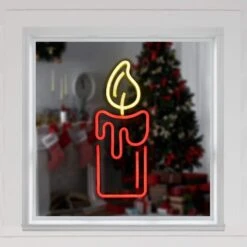 Northlight 12 In. Red LED Lighted Neon Style Red Candle Christmas Window Silhouette 15 Northlight 12 In. Red LED Lighted Neon Style Red Candle Christmas Window Silhouette -Northlight Shop northlight christmas window decorations 35252112 31 1000