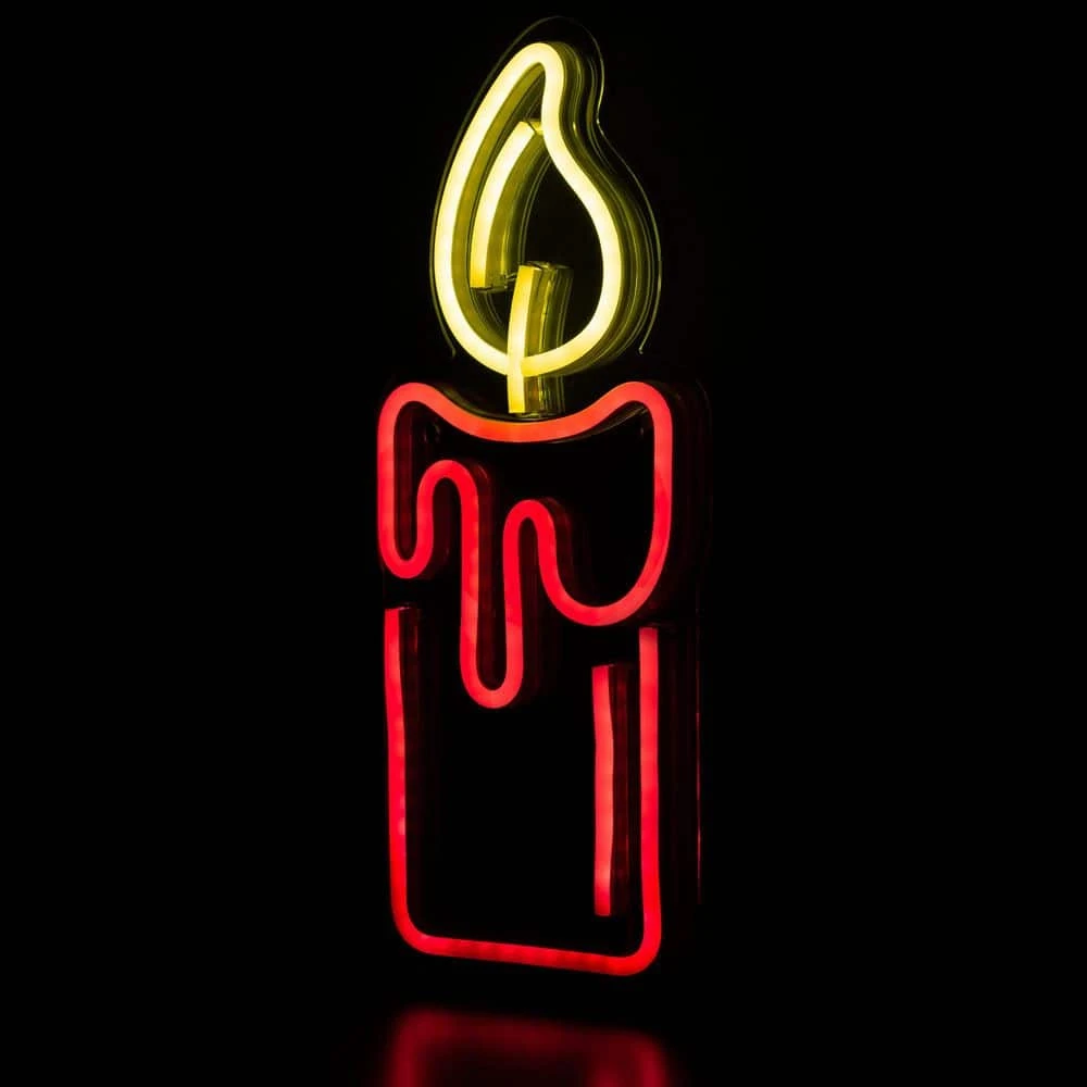 Northlight 12 In. Red LED Lighted Neon Style Red Candle Christmas Window Silhouette 5 Northlight 12 In. Red LED Lighted Neon Style Red Candle Christmas Window Silhouette - Image 5