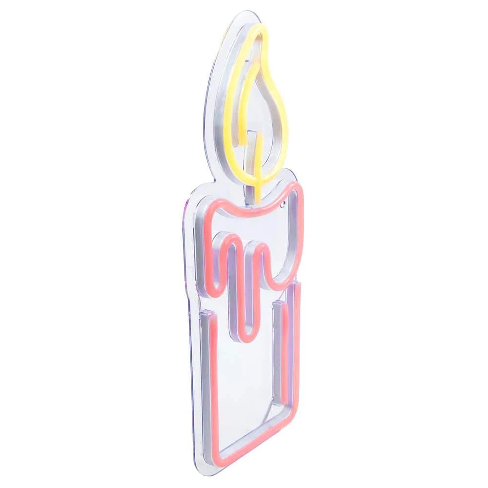 Northlight 12 In. Red LED Lighted Neon Style Red Candle Christmas Window Silhouette 2 Northlight 12 In. Red LED Lighted Neon Style Red Candle Christmas Window Silhouette - Image 2