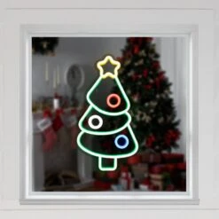 Northlight 15 In. LED Lighted Neon Style Christmas Tree Window Silhouette 15 Northlight 15 In. LED Lighted Neon Style Christmas Tree Window Silhouette -Northlight Shop northlight christmas window decorations 35252113 31 1000
