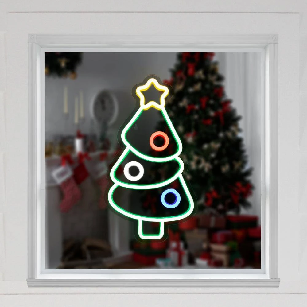 Northlight 15 In. LED Lighted Neon Style Christmas Tree Window Silhouette 8 Northlight 15 In. LED Lighted Neon Style Christmas Tree Window Silhouette - Image 8