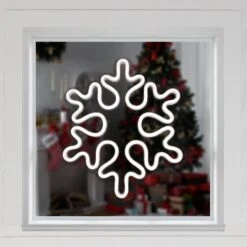 Northlight 15 In. White LED Lighted Neon Style Snowflake Christmas Window Silhouette -Northlight Shop northlight christmas window decorations 35252117 31 1000