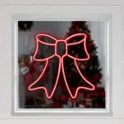 Northlight 15 In. Red LED Lighted Neon Style Bow Christmas Window Silhouette -Northlight Shop northlight christmas window decorations 35252118 31 1000