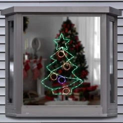 Northlight 28 In. LED Lighted Christmas Tree With Ornaments Window Silhouette -Northlight Shop northlight christmas window decorations 35256334 31 1000
