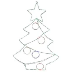Northlight 28 In. LED Lighted Christmas Tree With Ornaments Window Silhouette
