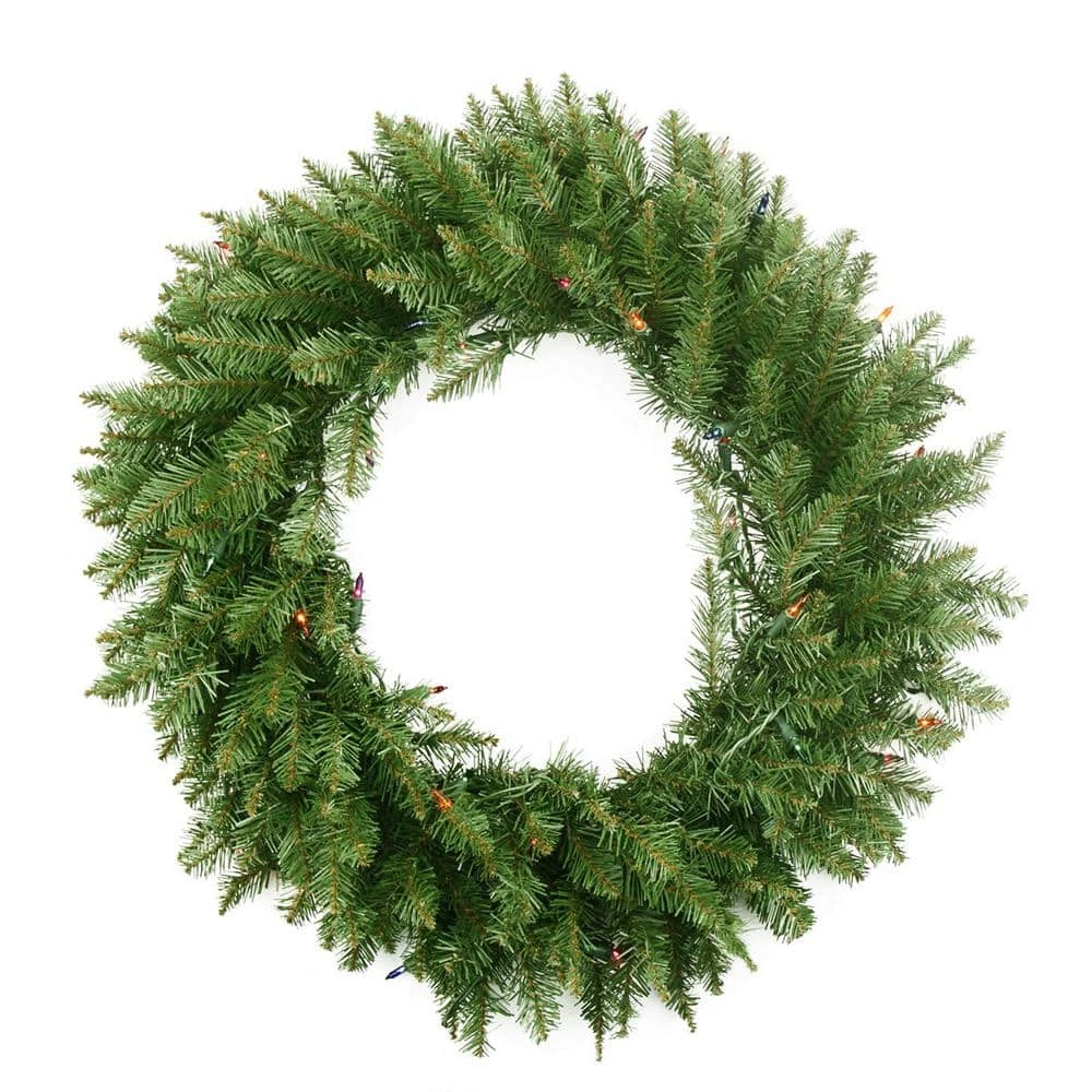 Northlight 36 In. Pre-Lit Northern Pine Artificial Christmas Wreath With Multi-Color Lights 3 Northlight 36 In. Pre-Lit Northern Pine Artificial Christmas Wreath With Multi-Color Lights - Image 3