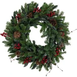 Northlight 30 '' Red Unlit Berries And Pine Cones Artificial Christmas Wreath
