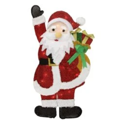 Northlight 32 In. Red And White Lighted Waving Santa With Gifts Christmas Outdoor Decoration