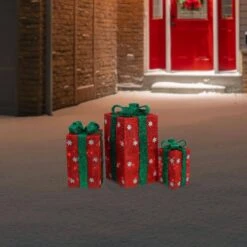 Northlight Lighted Tall Red Sisal Gift Boxes Christmas Yard Art Decorations (Set Of 3) -Northlight Shop northlight christmas yard decorations 32606249 31 1000