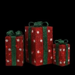 Northlight Lighted Tall Red Sisal Gift Boxes Christmas Yard Art Decorations (Set Of 3) -Northlight Shop northlight christmas yard decorations 32606249 4f 1000