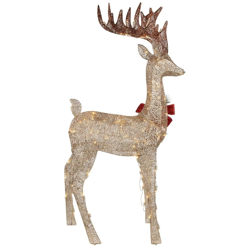 Northlight 48 In. Pre-Lit LED Champagne Deer Outdoor Christmas Decoration 5 Northlight 48 In. Pre-Lit LED Champagne Deer Outdoor Christmas Decoration - Image 5