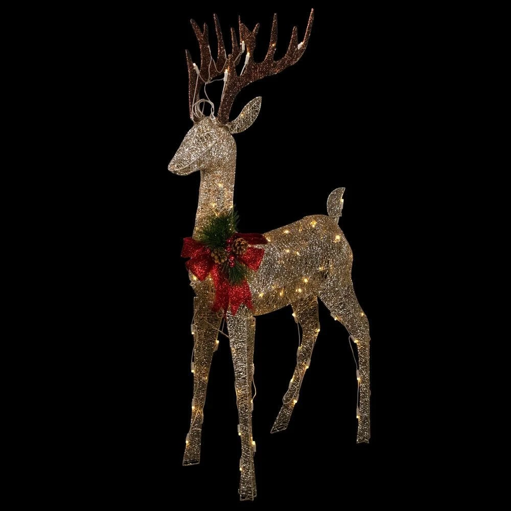 Northlight 48 In. Pre-Lit LED Champagne Deer Outdoor Christmas Decoration 3 Northlight 48 In. Pre-Lit LED Champagne Deer Outdoor Christmas Decoration - Image 3