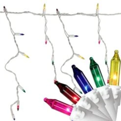Northlight 50-Light Bright Multi-Color Mini Window Curtain Icicle Lights With White Wire -Northlight Shop northlight icicle lights 32915481 4f 1000