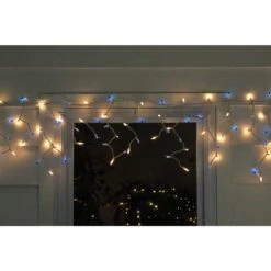 Northlight 50-Light Blue And Clear Mini Window Curtain Icicle Christmas Lights With White Wire -Northlight Shop northlight icicle lights 32915483 31 1000