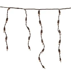 Northlight 3.5 Ft. Brown Wire 100-Count Clear Mini Icicle Christmas Light