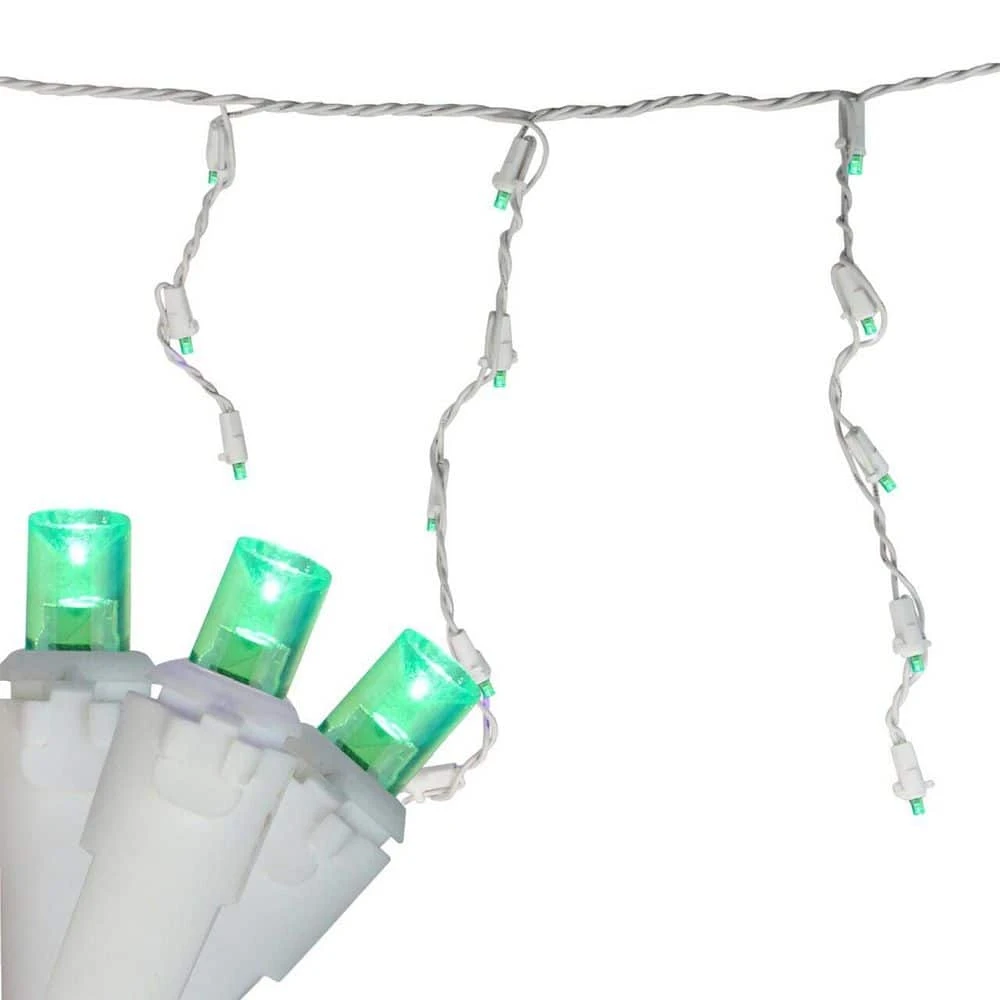 Northlight 100 Count Green LED Wide Angle Icicle Christmas Lights 5. 5ft White Wire 2 Northlight 100 Count Green LED Wide Angle Icicle Christmas Lights 5. 5ft White Wire - Image 2