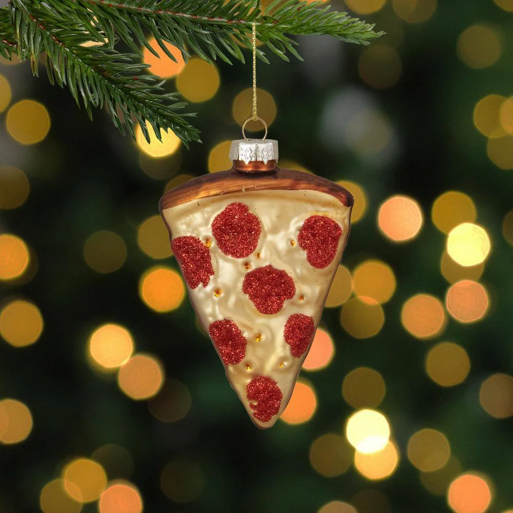 Northlight 3.25 In. Beige Red And Brown Pepperoni Pizza Slice Glass Christmas Ornament 5 Northlight 3.25 In. Beige Red And Brown Pepperoni Pizza Slice Glass Christmas Ornament - Image 5