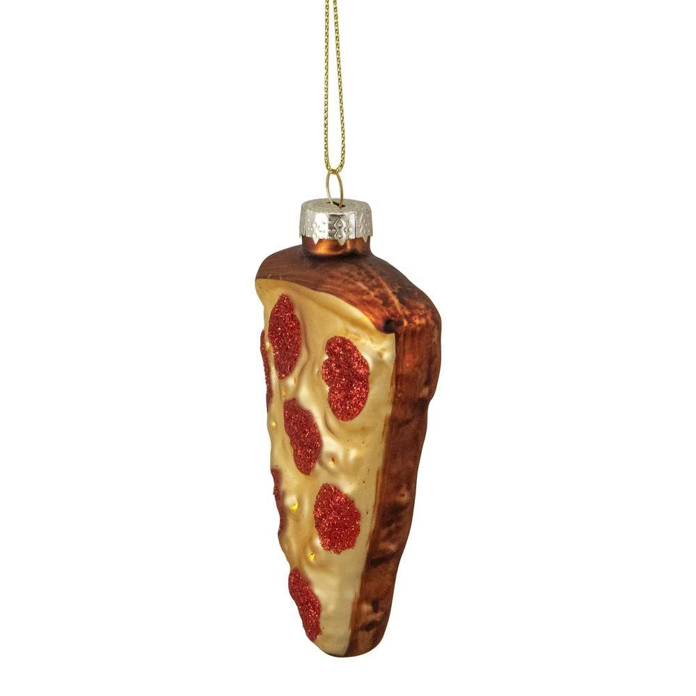 Northlight 3.25 In. Beige Red And Brown Pepperoni Pizza Slice Glass Christmas Ornament 3 Northlight 3.25 In. Beige Red And Brown Pepperoni Pizza Slice Glass Christmas Ornament - Image 3