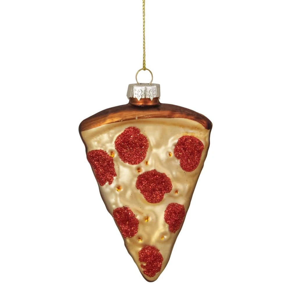 Northlight 3.25 In. Beige Red And Brown Pepperoni Pizza Slice Glass Christmas Ornament 1 Northlight 3.25 In. Beige Red And Brown Pepperoni Pizza Slice Glass Christmas Ornament