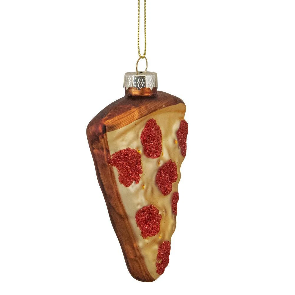 Northlight 3.25 In. Beige Red And Brown Pepperoni Pizza Slice Glass Christmas Ornament 2 Northlight 3.25 In. Beige Red And Brown Pepperoni Pizza Slice Glass Christmas Ornament - Image 2