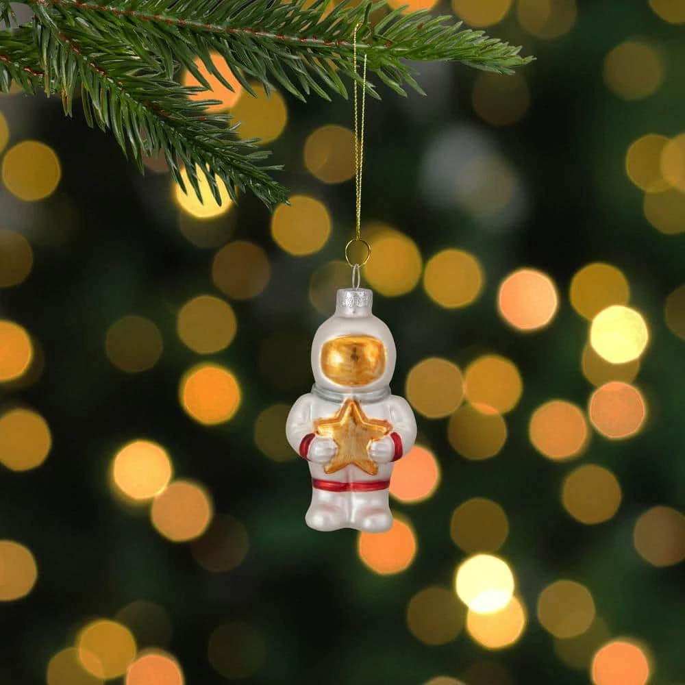 Northlight 3.5 In. White And Gold Glass Astronaut Christmas Ornament 5 Northlight 3.5 In. White And Gold Glass Astronaut Christmas Ornament - Image 5