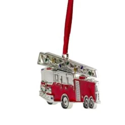 Northlight 3.5 In. Silver Plated Fire Truck With European Crystals Christmas Ornament -Northlight Shop northlight single christmas ornaments 34294812 4f 1000