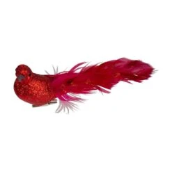 Northlight 7 In. Red Glittered Bird With Feathers Christmas Clip On Ornament -Northlight Shop northlight single christmas ornaments 34300530 4f 1000