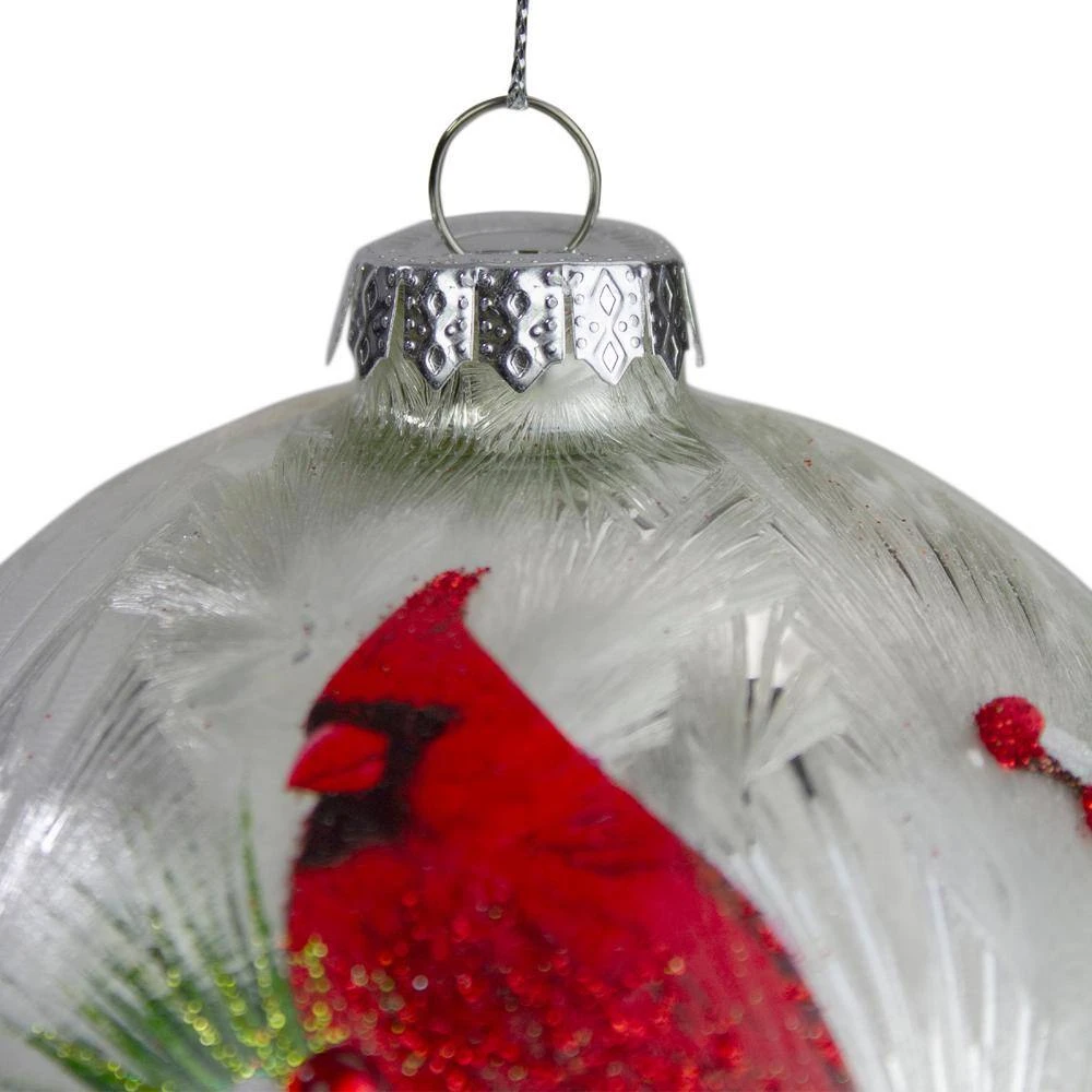 Northlight 4.5 In. Red Cardinals And Pine C1s Glass Christmas Ornament 3 Northlight 4.5 In. Red Cardinals And Pine C1s Glass Christmas Ornament - Image 3
