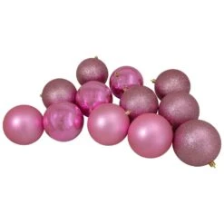 Northlight 4 In. Bubblegum Pink Shatterproof 4-Finish Christmas Ball Ornaments (12-Count)