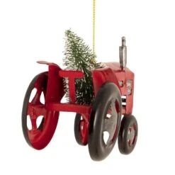 Northlight 5 In. Red Iron Tractor With A Frosted Christmas Tree Ornament -Northlight Shop northlight single christmas ornaments 34861507 4f 1000