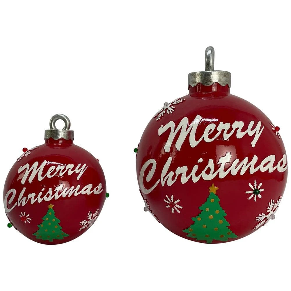 Northlight 13 In. LED Lighted Red And Green Merry Christmas Table Top Ornament Ball 1 Northlight 13 In. LED Lighted Red And Green Merry Christmas Table Top Ornament Ball