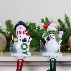 Northlight 7.25 In. Glitter Dusted Snowman Christmas Stocking Holders (Set Of 2) -Northlight Shop northlight stocking holders 33534868 31 1000