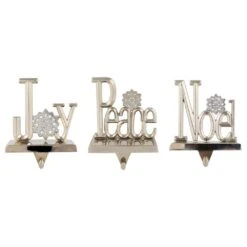 Northlight Peace Joy And Noel Metal Christmas Stocking Holders-6.5in.-Set Of 3