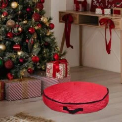 Northlight 36 In. Artificial Red Premium Quilted Christmas Wreath Storage Bag -Northlight Shop northlight wreath storage 34851012 31 1000