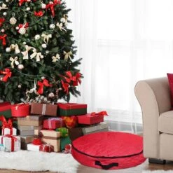 Northlight 36 In. Artificial Red Premium Quilted Christmas Wreath Storage Bag -Northlight Shop northlight wreath storage 34851012 c3 1000